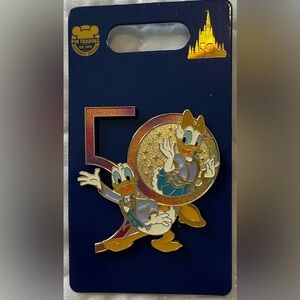 Disney 50th Anniversary Donald Duck Pin - Gold and Blue